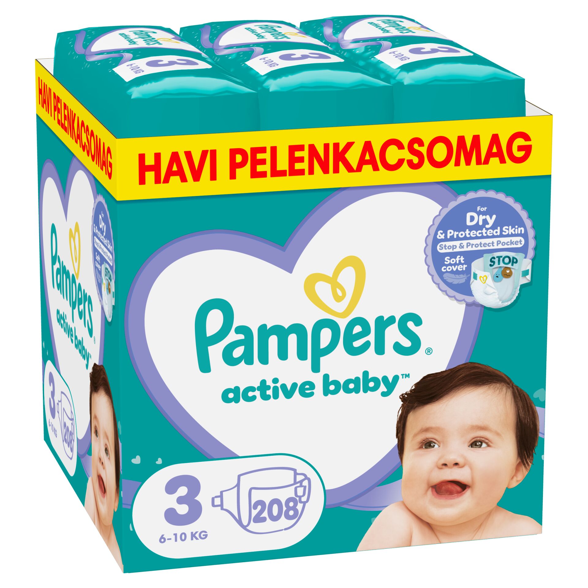 E-shop Pampers Active Baby mesačné balenie plienok 6-10kg Midi 3 (208ks)
