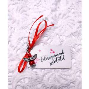 Piros angyal kulcstartó "Édesanyámnak szeretettel" felirattal anyák napjára - Ajándék kulcstartó