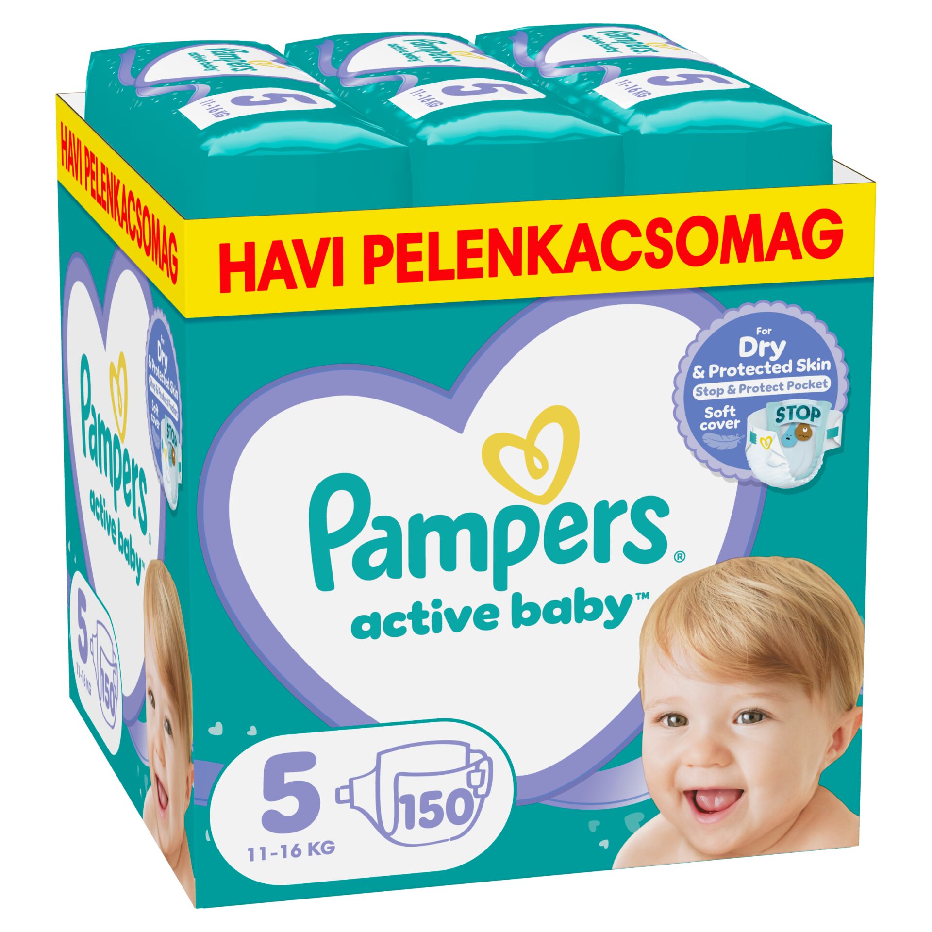 E-shop Pampers Active Baby mesačné balenie plienok 11-16kg Junior 5 (150ks)