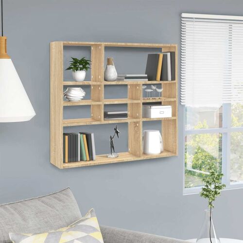Falipolc - Sonoma Tölgy - 10 Rekeszes - 90x16x78 cm
