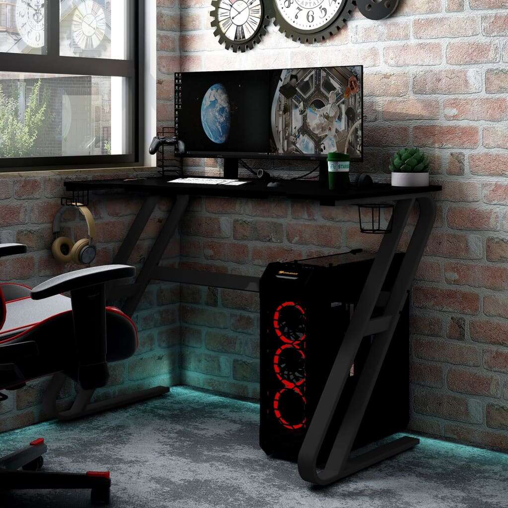 Vidaxl fekete zz-lábú gamer asztal 90 x 60 x 75 cm
