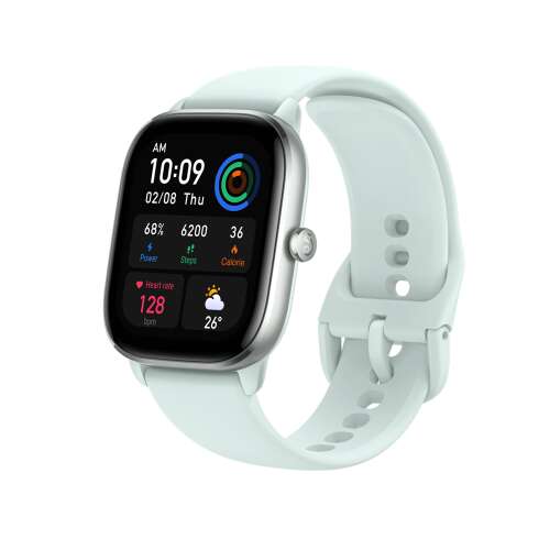 Amazfit GTS 4 Mini okosóra világoskék színben, ferde nézet