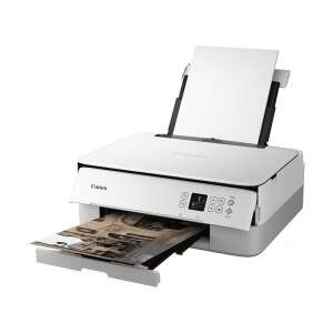 Canon PIXMA TS5351a white 3-in-1 inkjet printer with paper tray open - Printer & scanner