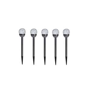 Set mit 5 ProGarden Solarbeleuchtungslampen, Edelstahl/Glas, 36x6 cm, Silber/Schwarz 53180307