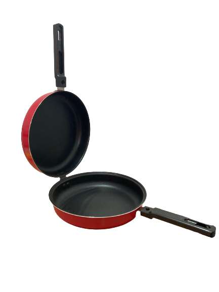 Ibili-Venus Double Frying Pan with Removable Handle, Aluminum, 24x10 cm, Red