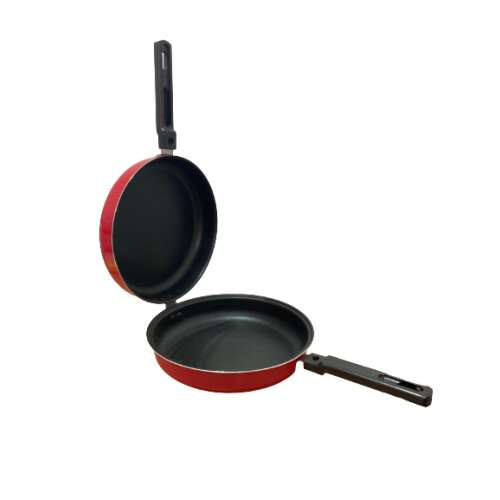 Ibili Venus double frying pan with removable handle, red, 24x10 cm, aluminum, open
