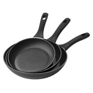 BergHOFF Essentials 3 piece frying pan set, aluminum, 20/24/28 cm, black - Home & Garden
