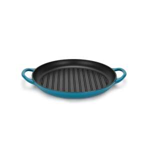 Fissman enamelled cast iron grill pan, blue, 30x4 cm, side view - Fissman