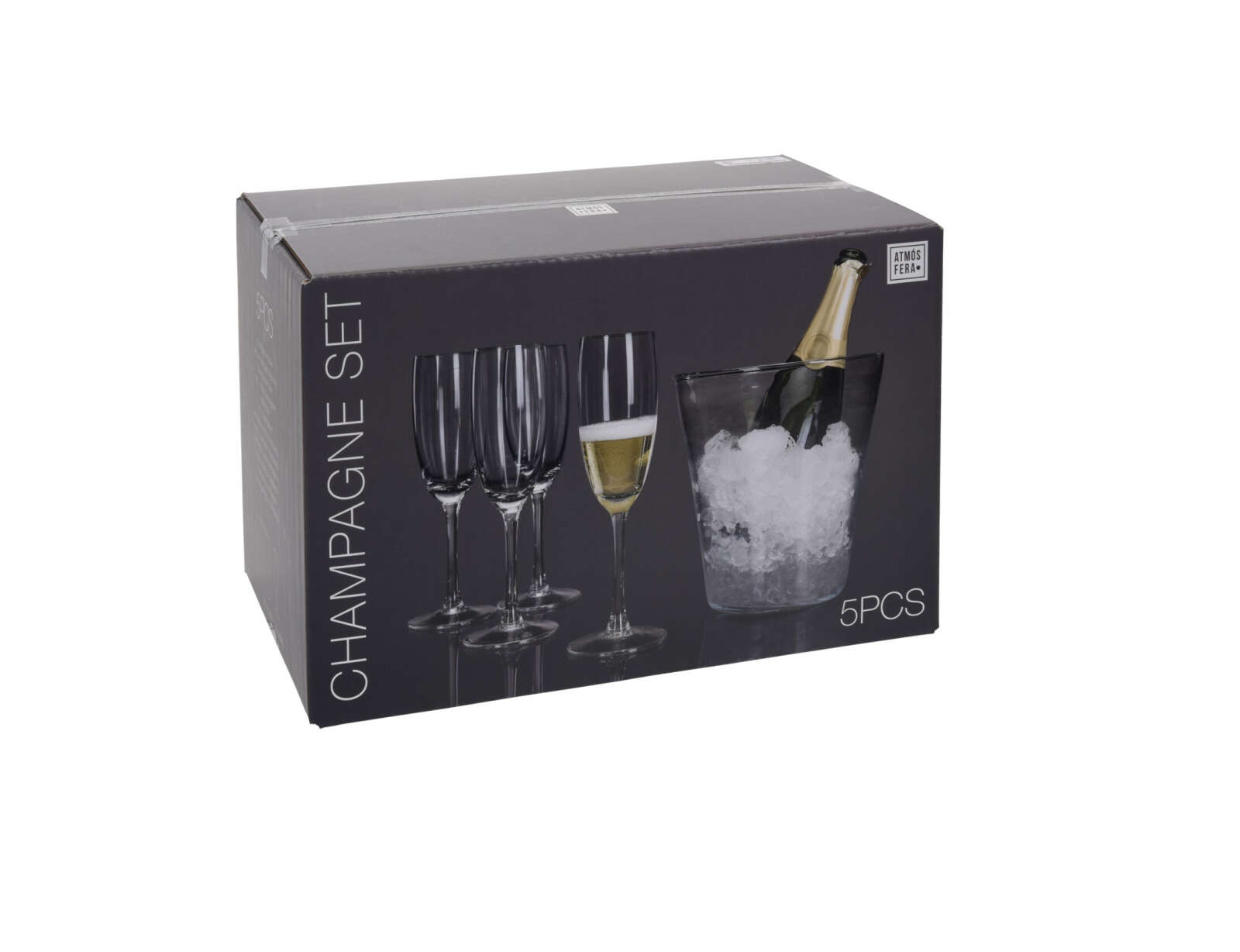 Set servire sampanie Excellent Houseware, sticla, 5 piese, transparent