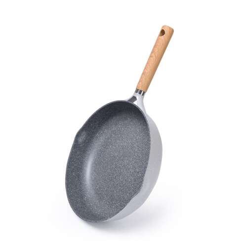 Fissman Shadow Borneo deep frying pan, 28cm, aluminum, gray with wooden handle