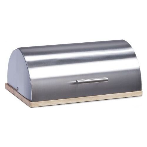 Pojemnik na chleb Zeller ze stali nierdzewnej z bambusową podstawą, utrzymuje świeżość chleba