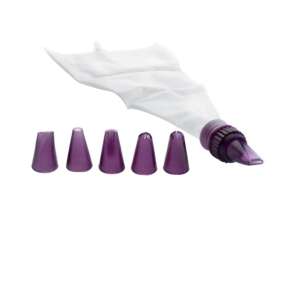 Ibili cake decorating set with 7 pieces, plastic, white/shaped, cupcake decorating, frosting tips, piping bag - Ibili