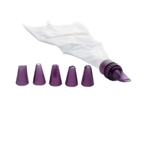 Sada na zdobenie torty Ibili so 7 dielmi, plast, biela/tvarovaná, zdobenie muffinov, cukrárska taška, cukrárske trysky