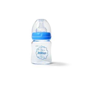 Fissman Babyflasche, 120 ml, Glas, blau,  Fütterungsflasche - Füttern