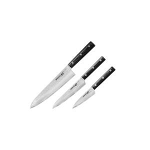 Samura Damascus 67 késkészlet, 3 darabos, fekete nyéllel - Konyhakés