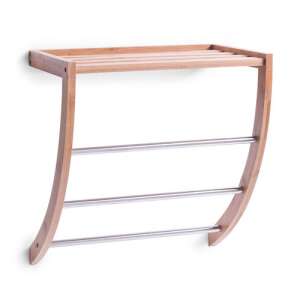 Zeller bamboo bathroom shelf with towel rack, 38x24x40 cm, brown/silver - Bathroom shelf unit