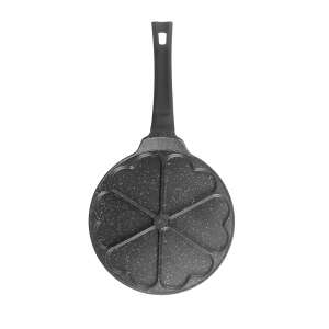 Ibili Natura mini heart-shaped pan, black, non-stick, aluminum, 28 cm, 6 heart-shaped pancakes - Cookware & bakeware