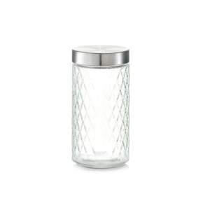 Zeller glass food storage jar, 1500 ml, clear, stainless steel lid - Kitchen Storage Container