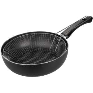 Ibili Inducta frying pan with basket, 24x7.6 cm, silver/black, aluminum, non-stick, induction compatible - Ibili