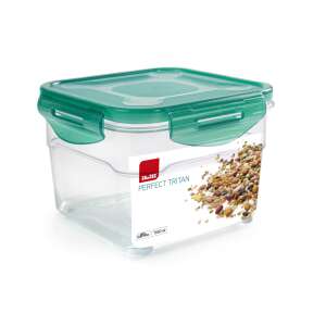 Ibili airtight food container, square, transparent with green lid, 1000 ml - Food storage container