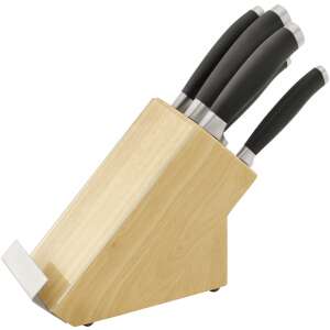 Stellar James Martin Messerblock, 5-teiliges Messer-Set, Edelstahl, Holzblock, Küchenmesser-Set, Kochmesser, Brotmesser, Gemüsemesser, Universalmesser, Schnitzmesser - Küchenmesser