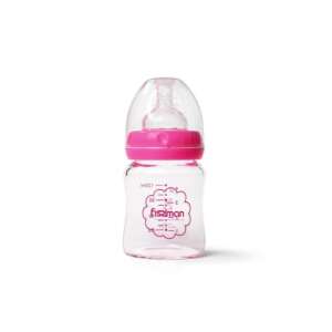 Fissman Babyflasche, 120ml, Glas, rosa,  Fütterungsflasche - Babyflaschen