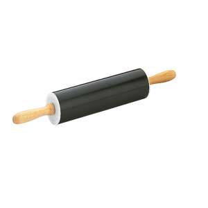 Ibili non-stick rolling pin with wooden handles, black - Ibili
