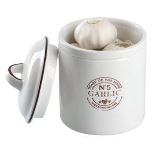 Keramická nádoba Zeller na skladovanie cesnaku, biela, 12x17,5 cm, 880 ml, s vekom, dizajnom "Heart of the Home" - Kuchynské úložné nádoby
