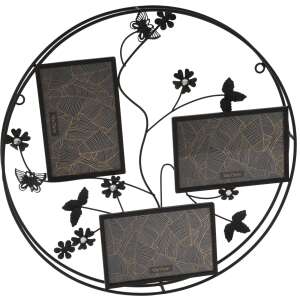 Home&Styling Collection okrúhly rám na fotografie, čierny kov, 38 cm, pre 3 fotografie, 13x18 cm - Rámy na obrazy