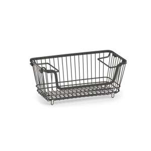 Czarny metalowy kosz do przechowywania Zeller, 32x16,5x14,5 cm, do kuchni, spiżarni, łazienki, organizacji, przechowywania - Przechowywanie żywności