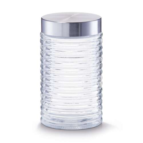 Zeller tárolóedény, üveg/acél, 10.5x22.5 cm, átlátszó/ezüst