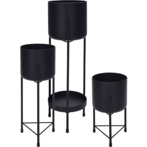Schwarzer Metall-Pflanzenständer mit 3 Töpfen, Excellent Houseware - Innenarchitektur