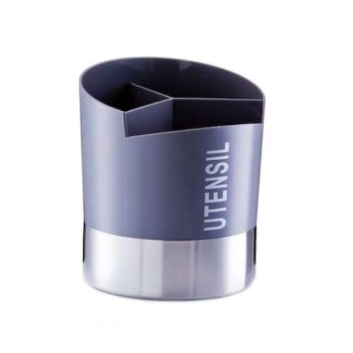 Zeller Utensil Holder, blue and silver, 14x17 cm, plastic, kitchen utensil organizer