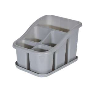 Suport pentru tacâmuri Koopman din plastic gri cu tavă, design vertical - Depozitare și organizare