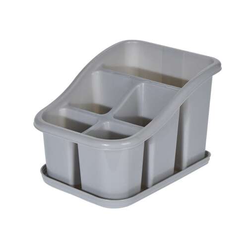 Koopman grauer Besteckhalter aus Kunststoff mit Tablett, vertikales Design