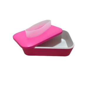Pink Excellent Houseware lunch box with lid open, melamine, 19x12.5x6 cm - Food storage