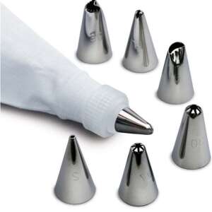 Ibili Torten-Dekorierset mit 6 Edelstahl-Tüllen und einem wiederverwendbaren Spritzbeutel - Ibili