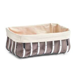 Zeller bread basket, metal and fabric, gray and cream - Fruit basket