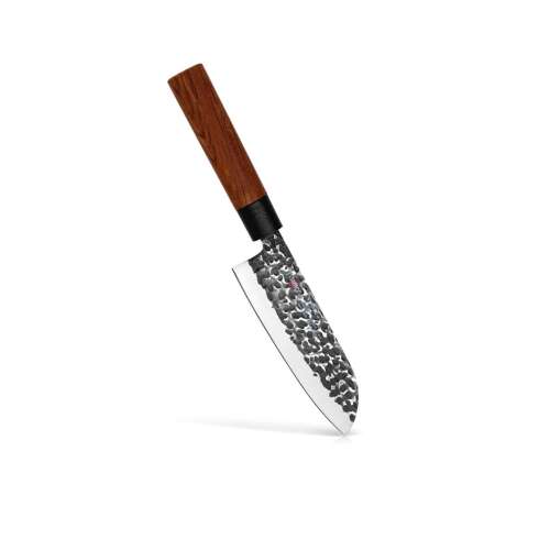 Cuțit Fissman Kensei Ittosai Santoku, oțel AUS-8, 15 cm, argintiu/maro, cu mâner din lemn