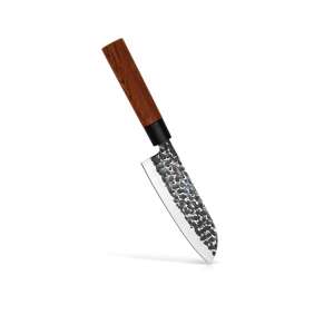 Fissman Kensei Ittosai Santoku knife, AUS-8 steel, 15 cm, silver/brown, with a wooden handle - Fissman