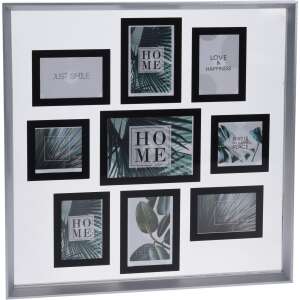 Foto rám Excellent Houseware s 9 rámami, strieborný, MDF, 57x57x3 cm - Rámy na obrazy