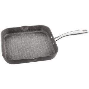 Stellar Grillpfanne, 28x26x4,5 cm, schwarz/silber, schräge Ansicht - Stellar