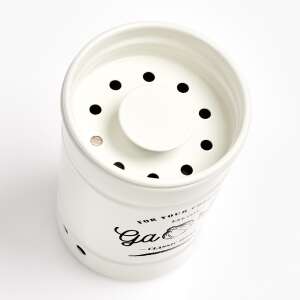 Zeller Classic Home nádoba na skladovanie cesnaku, biela, kovová, pohľad zhora - Kuchynské úložné nádoby