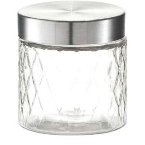 Sklenená nádoba na potraviny Zeller, 750 ml, viečko z nehrdzavejúcej ocele, diamantový vzor - Kuchynské úložné nádoby