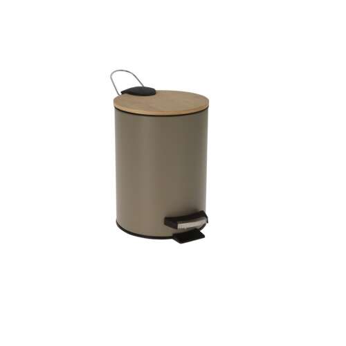 Bathroom Solutions 3 liter pedal bin with bamboo lid, grey