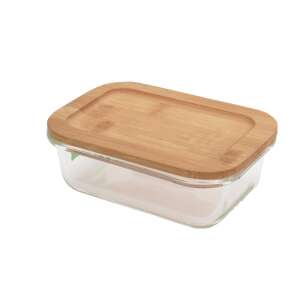 Excellent Houseware Kasserolle, Glas/Bambus, 20x15x6 cm, braun