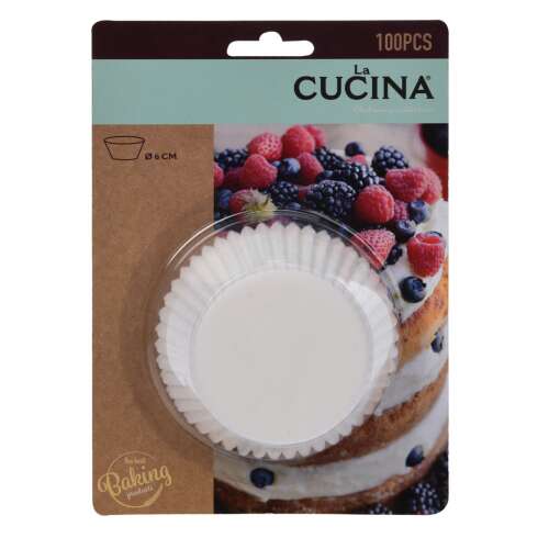 La Cucina 100 sztuk 6 cm białych foremek do muffinek