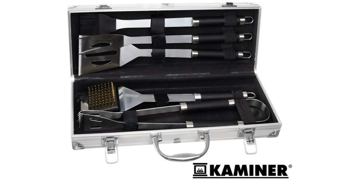 Kaminer stainless steel grilling tool set in suitcase 5pcs