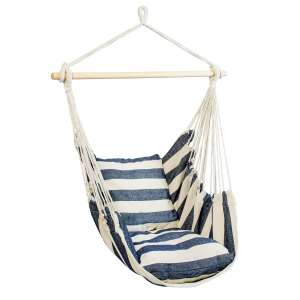 Fotel brazylijski ZLT z poduszkami - w paski #beżowy-ciemnoniebieski