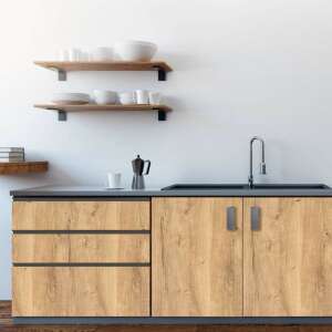 Konyhaszekrények Ribbeck tölgy öntapadós tapétával bevonva - Tapéta